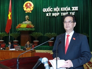 Thủ tướng Chính phủ Nguyễn Tấn Dũng trả lời chất vấn của đại biểu Quốc hội. (Ảnh: Nhan Sáng/TTXVN)